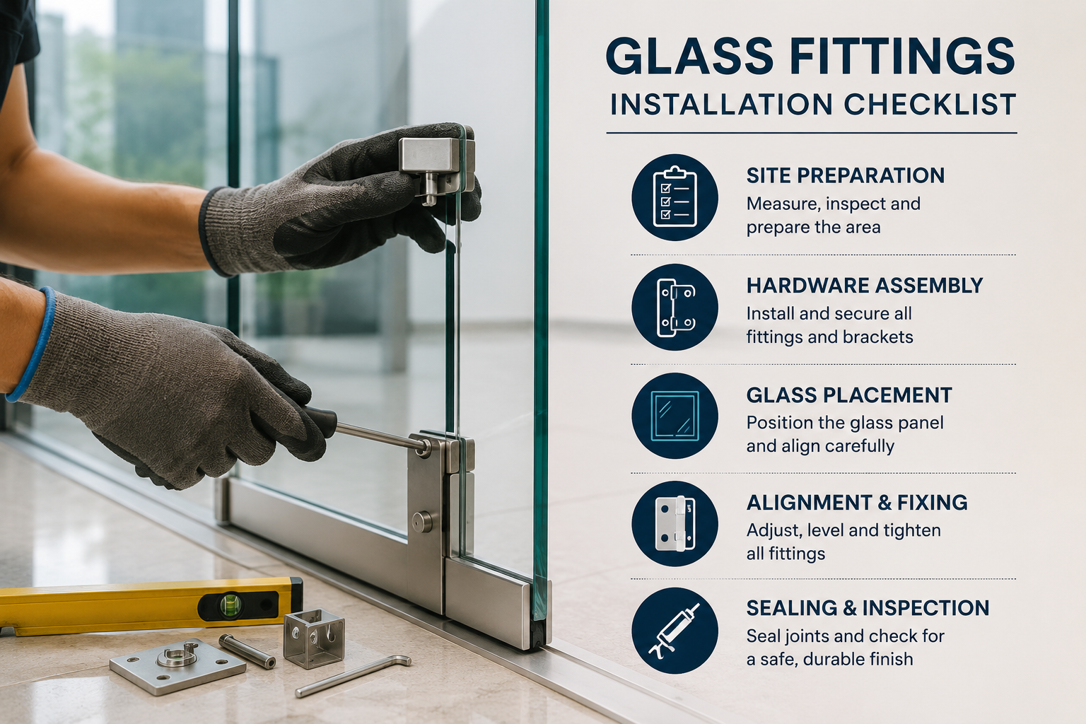 glass fittings installation